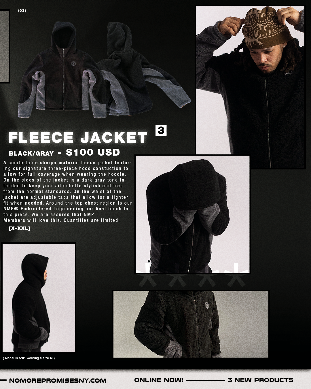 'nmp' fleece hoodie