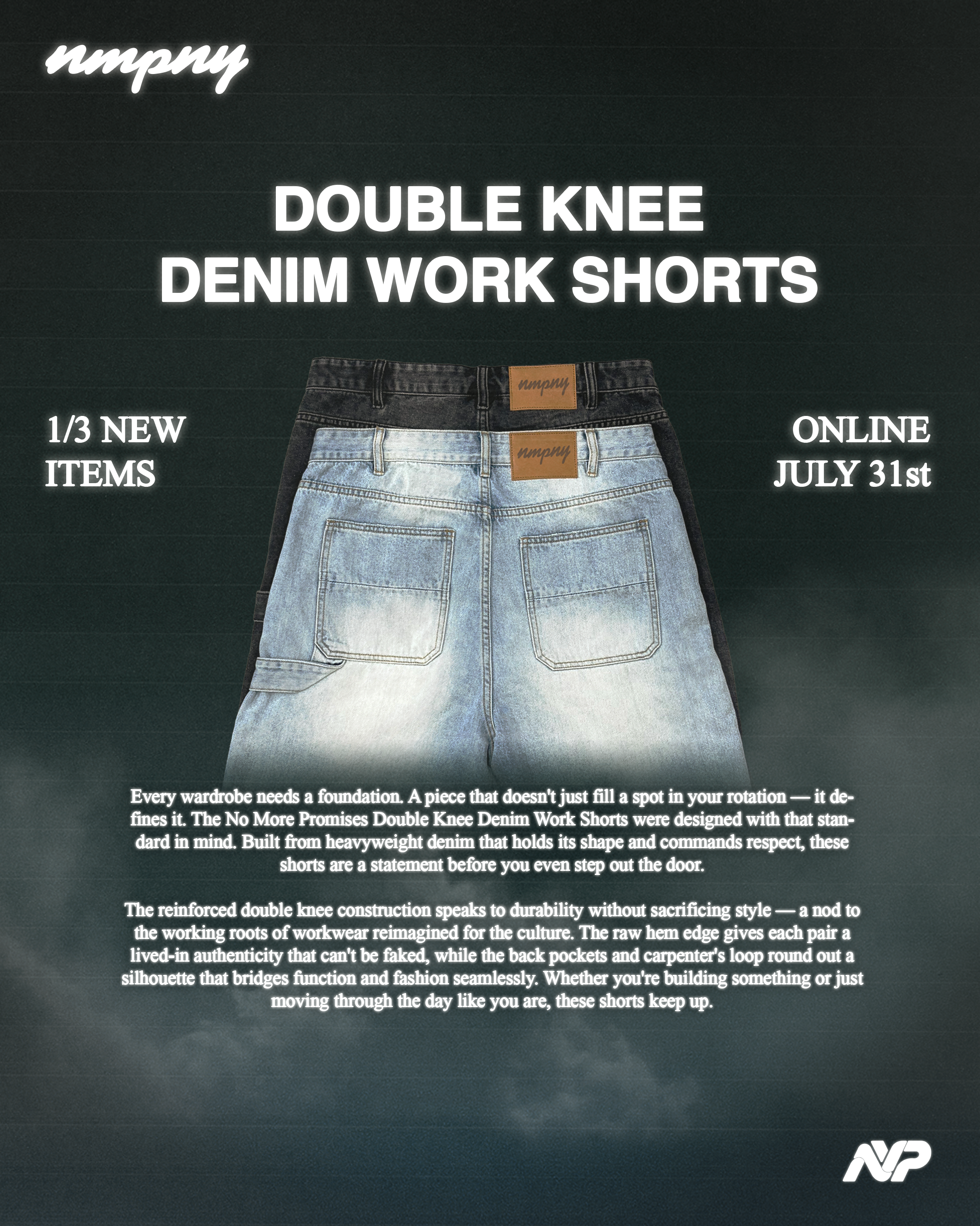 Double Knee Denim Shorts